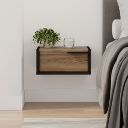 Hanah Home Mesita de Noche Moderna Madera Negra y Oud